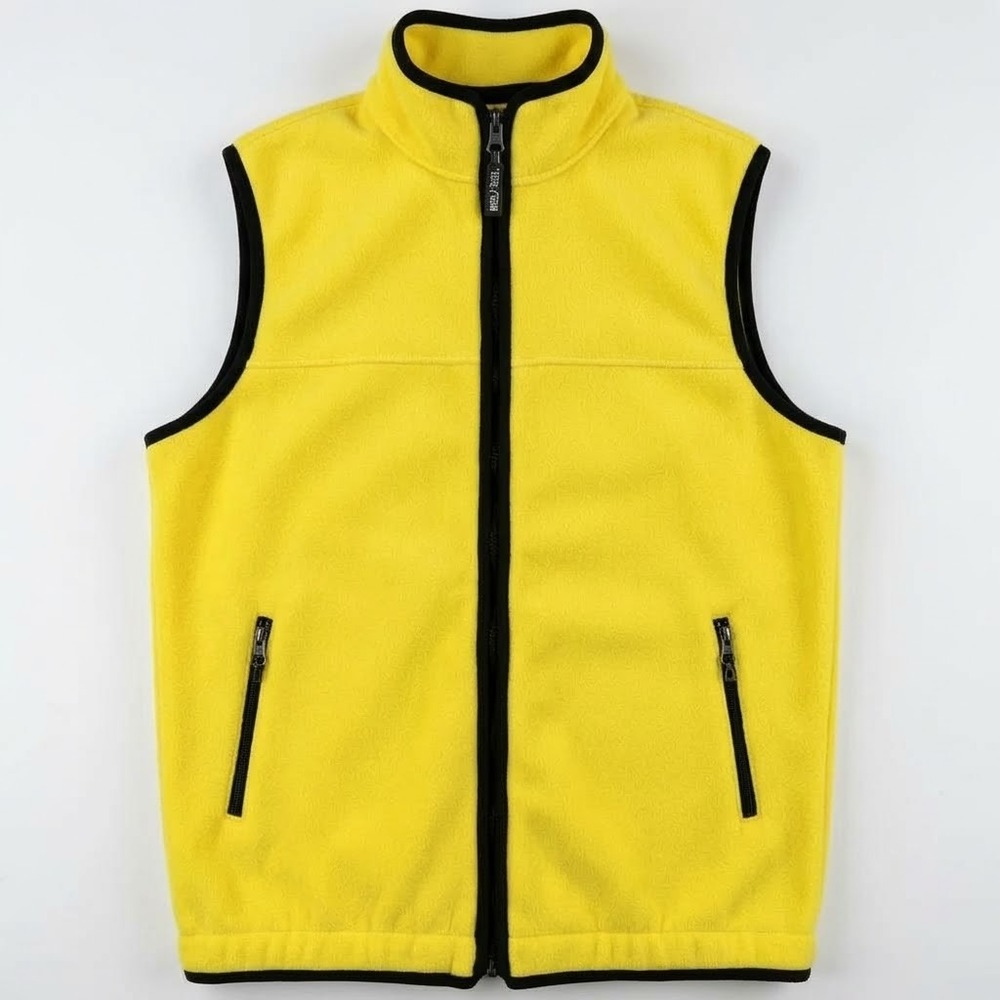Eddie Bauer EBTEK Polartec Fleece Vest Womens XL Tall Yellow Full Zip Vintage